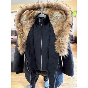 Mackage Woman’s Hooded Down Shearling Coat.